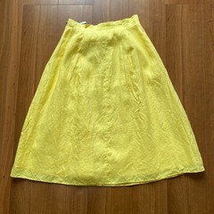 NATURAL BEAUTY BASIC イエロー フレアスカート S 麻の画像