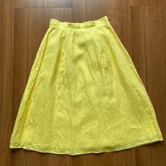 NATURAL BEAUTY BASIC イエロー フレアスカート S 麻の画像