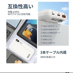 新品 モバイルバッテリー 大容量 20000mAh iPhone PSE認証済みの画像
