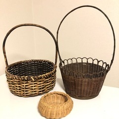 ヴィンテージ　お得　編みかごセット　フラワーベースの画像