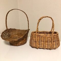 ヴィンテージ　お得　編みかごセット　フラワーベースの画像