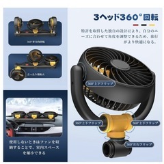 車 扇風機 車載扇風機 USBインターフェース 電圧5V 角度調整可能の画像