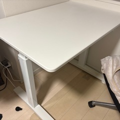 [山善] 昇降式デスク (ガス圧式) スピード昇降 安定昇降(特許取得技術) 電源不用 高さ調節無段階 脚元スッキリ スタンディングデスク 幅100×奥行72×高さ76-110㎝ ホワイト LLD-1070(WH) テレワークの画像