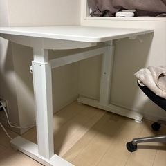 [山善] 昇降式デスク (ガス圧式) スピード昇降 安定昇降(特許取得技術) 電源不用 高さ調節無段階 脚元スッキリ スタンディングデスク 幅100×奥行72×高さ76-110㎝ ホワイト LLD-1070(WH) テレワークの画像