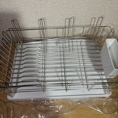 ステンレス食器乾燥ラック水受けトレイ付きの画像