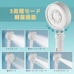 シャワーヘッド マイクロナノバブル 節水 手元止水 美肌　保湿 取付簡単 毛穴洗浄　汚れ洗浄　5段階モード水流切替の画像