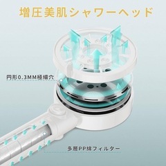 シャワーヘッド マイクロナノバブル 節水 手元止水 美肌　保湿 取付簡単 毛穴洗浄　汚れ洗浄　5段階モード水流切替の画像