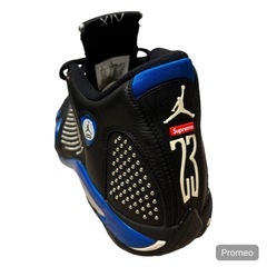 Supreme×NIKE AIR JORDAN14 黒 27.5cm 箱 紐 の画像