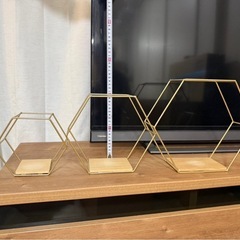 壁掛け飾り棚 六角形アイアン 3点セットの画像