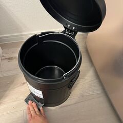 足踏み式開閉ゴミ箱（黒金物）＃２の画像