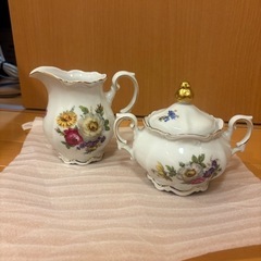 【美品】ドイツ Meissen Floral 花柄 シュガーポット クリーマーの画像