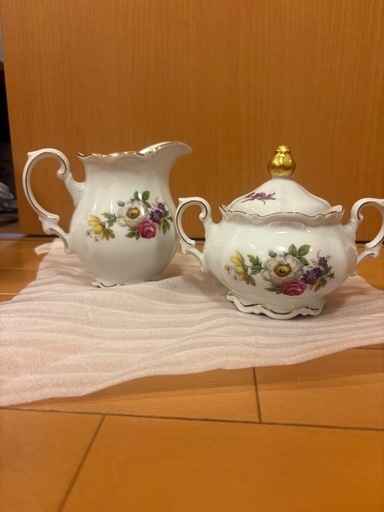 【美品】ドイツ Meissen Floral 花柄 シュガーポット クリーマー