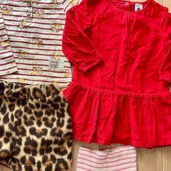 赤＆ピンク 女の子 子供服 80センチ  10点セットの画像