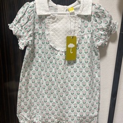 【新品タグ付き】moimoln ミント　花柄ロンパース&帽子セット　90サイズの画像