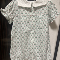【新品タグ付き】moimoln ミント　花柄ロンパース&帽子セット　90サイズの画像