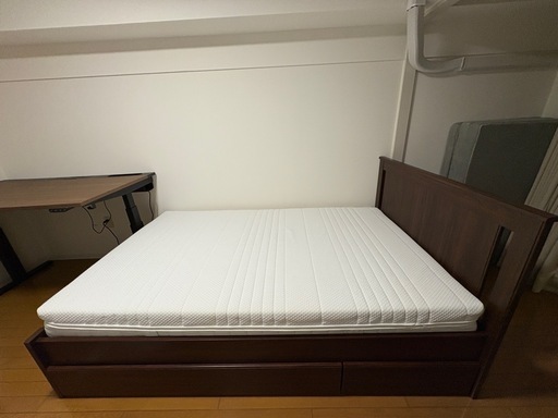 予約中【IKEA セミダブルベッドセット】マットレス＋フレーム＋引き出し＋すのこ