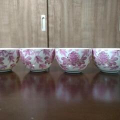 【新品】たち吉　牡丹柄湯呑み茶碗　4個セット　ピンク　橘吉の画像
