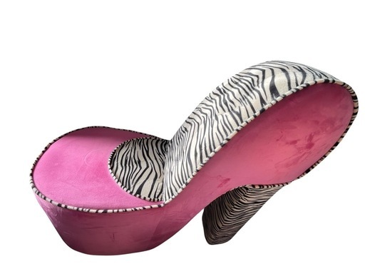 ジ0726-2 【美品】ハイヒールソファ　オーダーメイド家具　ピンク　ゼブラ柄