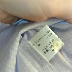 ブルー　サックス　フリルチェックシャツ　新品の画像