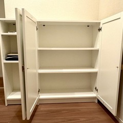 IKEA　BILLY ビリー / OXBERG オクスベリ 本棚 扉付き, ホワイト, 80x30x106 cm、の画像