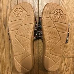 新品☆サンダル☆黒地×マルチ☆ツィード☆22.5-23.5㎝☆軽量☆歩きやすい☆の画像