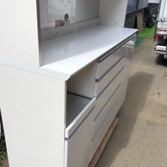 美品❗️パモウナ家具 キッチンボード 白 160cm×50cm×高さ205cm　の画像