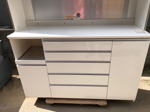 美品❗️パモウナ家具 キッチンボード 白 160cm×50cm×高さ205cm　