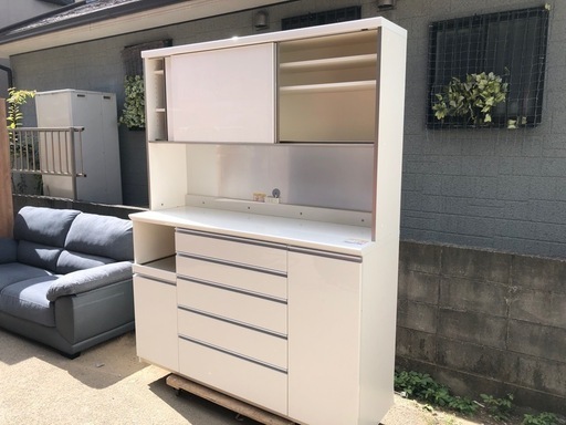 美品❗️パモウナ家具 キッチンボード 白 160cm×50cm×高さ205cm