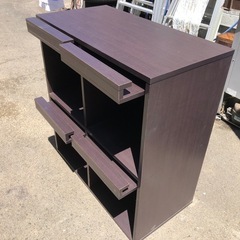 不二貿易 フラップ式ディスプレイラック ダークブラウン80cm×40cm×高さ85cmの画像