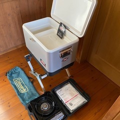 コールマンクーラーボックス　スチールベルト+クーラースタンド+イワタニタフまるの画像