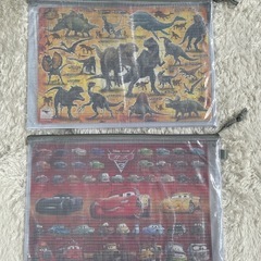 【子供パズル 3点 まとめ売り】恐竜 車 カーズ ディズニー 知育 ひらがな 収納ケース付きの画像