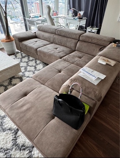 シーズロングソファ グレー 幅273cm シーズロングL字ソファ幅273cm