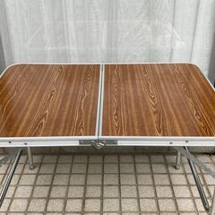 【中古/レトロ/引取り限定】■フォールデングテーブル■木目■折りたたみ■ATW-1070■アウトドアに！■の画像