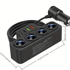 カーチャージャー 車載充電器 4ソケット＋USB 新品、未使用！  の画像