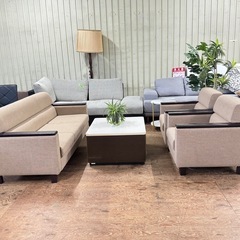 A1410🌟激安‼️ 応接セット 応接ソファ 3人用 ×1 + 応接ソファ 1人用 ×2 🌟の画像