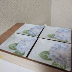 未使用　銘々皿　七宝焼　紫陽花　４枚　の画像