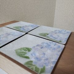 未使用　銘々皿　七宝焼　紫陽花　４枚　の画像