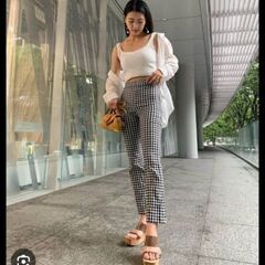ZARA チェック柄フレアパンツ Sサイズロキエビンテージy2kの画像