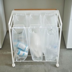 新品訳あり　定価11000円　キャスター付き目隠し分別キッチンゴミ箱・ゴミ袋ホルダー の画像