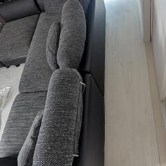 🛋️【L字型ソファ LOWYA 3人掛け＋オットマン／ダークグレー】中古 の画像