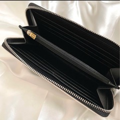 　COACH ブラックレザー　ラウンドファスナー長財布　男女兼用　長財布の画像
