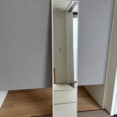 ミラー 壁掛け 幅32cm 高さ153cm 白の画像