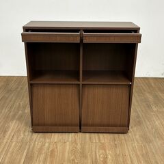 【新品】4枚ディスプレイラック　フラップ書棚BR(OUTLET)の画像
