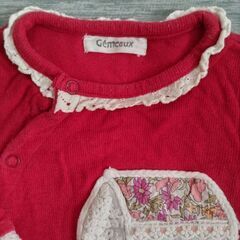 ベビー服 秋服 ロンパース 女の子 赤色 70cmの画像