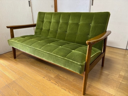 カリモク60 Kチェア 2シーター モケットグリーン ソファー