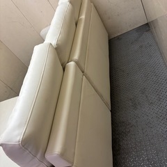 受渡決定 東W20 ホワイト 革製 3人掛けソファ コーナーソファ の画像