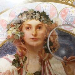 アルフォンス・ミュシャ名画ポスター スラヴィアとしてのジョセフィン・クレーン＝ブラッドリーの肖像 (1908年) 壁アート 額縁付きの画像