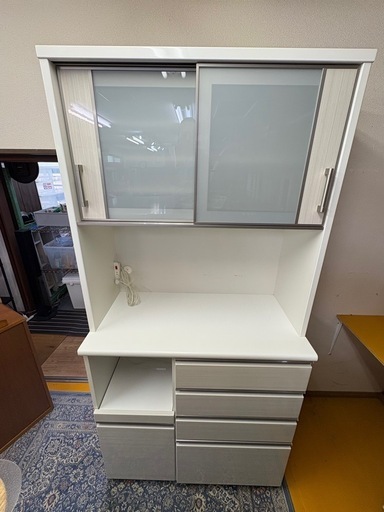 ニトリ 食器棚 キッチンボード ポスティア100 ホワイト 美品送料込み】ニトリ 食器棚 キッチンボード(ポスティア 100KB WH