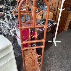 籐ハンガーラック　No.4208　衣類収納　ラタン　【リサイクルショップどりーむ荒田店】の画像
