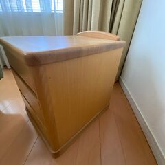 天然木の小型チェスト 3段（大川家具）／角丸デザインの画像